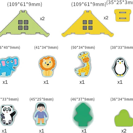 136PCS Wooden Building Blocks Set for Toddlers, Construction City Stacking Toys, Preschool Learning Educational Toys for Kids 3+ Years Girls and Boys (Zoo)