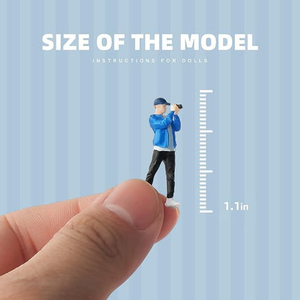 Painted Figure 1:64 Scale Mini Model Trains Architectural Plastic People Figures Standing Blue Photographer Boy Figure Model,Suitable for Miniature Scenes(64089B)