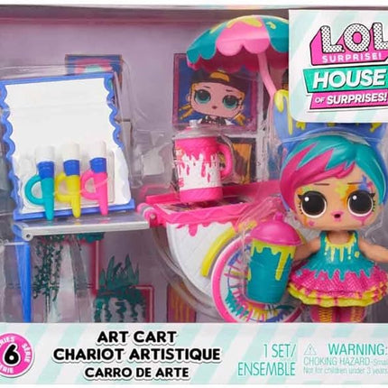 L.O.L. Surprise! OMG House of Surprises Art Cart Playset with Splatters Collectible Doll and 8 Surprises, Dollhouse Accessories, Holiday Toy, Great Gift for Kids Ages 4 5 6+ Years Old & Collectors