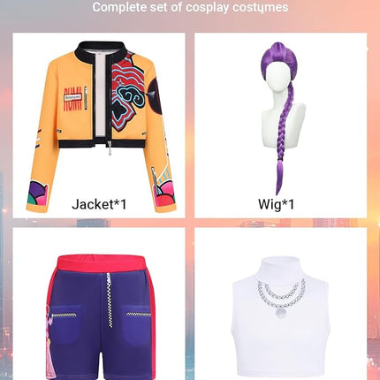 Girls Demon Pop Singer Hunters Costume 3-14 Years Stage Dance Idol Cosplay Outfit, Kids Halloween Costumes