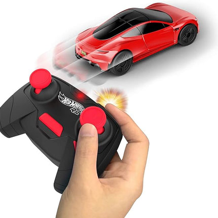 Hot Wheels Toy Car RC Tesla Roadster in 1:64 Scale, Remote-Control Vehicle with Controller & USB Cable, Works On & Off Track