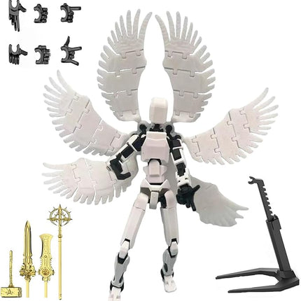 T13 Action Figure Set, 3D Printed Multi-Jointed Movable Robot Dummy Set Lucky 13 Action Figure Articulated, for Collectors Desktop Decorations (White)