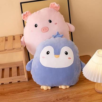 Soft Flat Purple Penguin Plush Hugging Pillow Cute Blue Penguin Stuffed Animal with Crown Plushies Toys Kids Anime Cushion for Birthday, Valentine's Day, Christmas...12 Inch