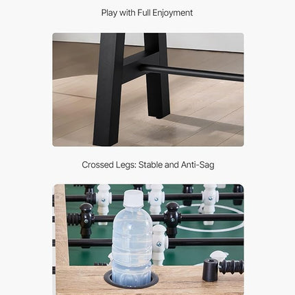 VEVOR Foosball Table, 55-inch Standard Size Table, Indoor Full-Size Foosball Tables with 4 Balls and 26 Players, Includes Durable Soccer Set, Score Keeper & Cup Holders, for Home, Family, Game Room