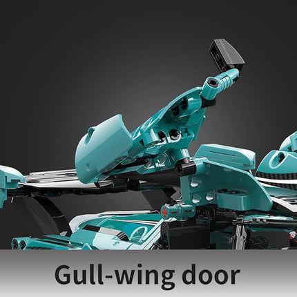 Adults Challenging Racing Car Building Blocks Kit，1:14 1391 Pieces Car Model Building Set DIY Toys for Boys (Green)