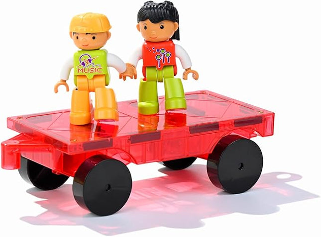 MAGBLOCK 1 Piece Car and 2 Pieces Figures Peoples Set Suitable for Magnetic Blocks Tiles, Expand and Enrich Your Magnet Tiles STEM Educational Toys