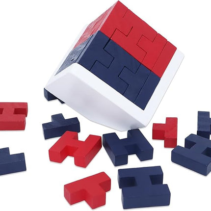 Wooden Brain Teaser Puzzle Cube Easter Basket Stuffers Wooden Puzzles T-Shaped Jigsaw Logic Puzzle Educational Toy for Kids and Adults by AHYUAN (Red and Black)