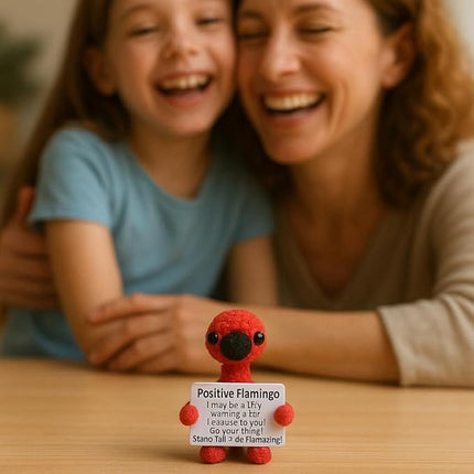 Tiny Flamingo Pink Lover - Emotional Support Crochet Dolls Positive Crochet Animals Emotional Support Plushies for Anxiety & Stress Relief Stuffed Animal Gift