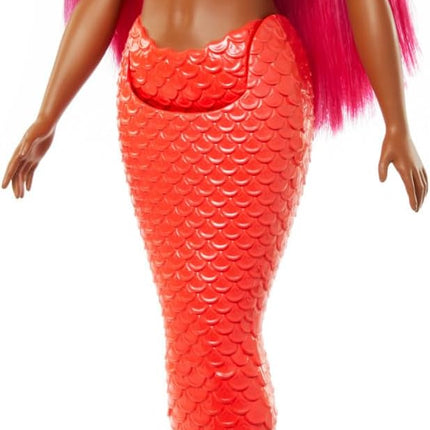 Barbie Mermaid Doll with Magenta Fantasy Hair & Headband Accessory, Curvy Body Type with Shell-Inspired Bodice & Tropical Red Tail
