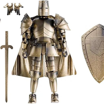 Medieval Action Figures,Knight Armor Action Figure,Multi-Jointed Movable Robot Mannequin T13,Dummy 13 Action Figure(Assembly Required) (A-Golden)
