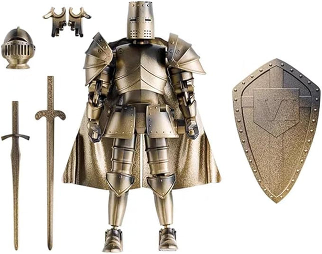 Medieval Action Figures,Knight Armor Action Figure,Multi-Jointed Movable Robot Mannequin T13,Dummy 13 Action Figure(Assembly Required) (A-Golden)