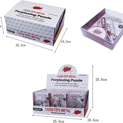 VolksRose 24pcs Brain Teaser Metal Wire Puzzles, Classical Mini Metal Puzzles Set, Mind Smart Game IQ Challenge Puzzle Games, Educational IQ Test Toy Lock Puzzle Gift for Adults Kids Teenagers