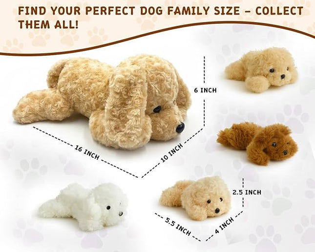 Chirpy Chums Classic Dog Family – Mommy Labradoodle with 4 Puppies – 17” Ultra-Soft Plush Stuffed Animal Toy – Zipper Belly Surprise for Cuddles, Play & Gifts – 5-Piece Puppy Set for Kids Ages 3+