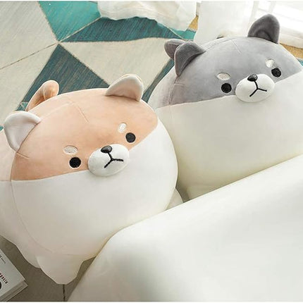 EHOTONG Shiba Inu Dog Plush Pillow, Corgi Stuffed Animal Plush Toy Hug Pillow Gifts for Girl Boy (Brown, 19.6in)