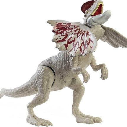 Jurassic World Fierce Force Dilophosaurus Dinosaur Action Figure Movable Joints, Realistic Sculpting & Single Strike Feature, Kids Gift Ages 3 Years & Older