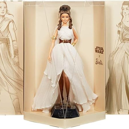 Barbie Collector Star Wars Rey x Doll (~12-inch) Wearing Gown and Accessories, with Doll Stand and Certificate of Authenticity