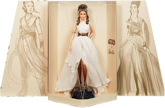 Barbie Collector Star Wars Rey x Doll (~12-inch) Wearing Gown and Accessories, with Doll Stand and Certificate of Authenticity