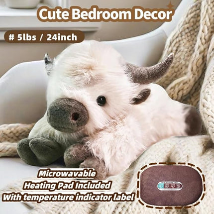 uoozii 24" | 5 Pounds Highland Cow Weighted Stuffed Animals with Removable Unscented Microwavable Pouch, Cute Coolable Warmable Weighted Plush Gift for Kids & Adults
