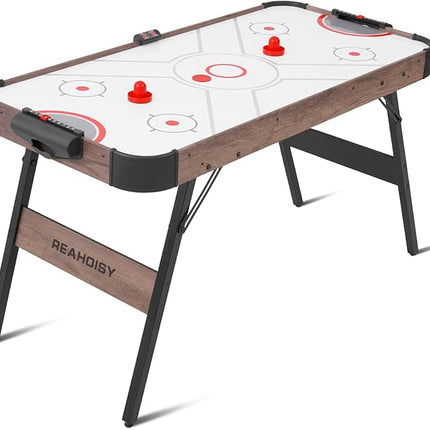 56” Foldable Air Hockey Table, Folding Indoor Hockey Game Table w/Accurate Electronic Scoring, Powerful Motor, 2 Pucks and 2 Pushers for Adults Kids, Home Game Room