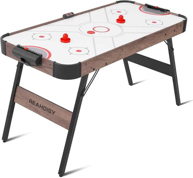 56” Foldable Air Hockey Table, Folding Indoor Hockey Game Table w/Accurate Electronic Scoring, Powerful Motor, 2 Pucks and 2 Pushers for Adults Kids, Home Game Room