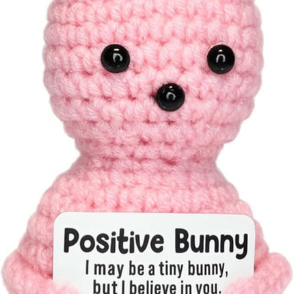 Positive Bunny - Positive Crochet Animals Handmade Emotional Support Crochet Doll Desk Decor Pickle Gifts Emotional Support Plush for Anxiety & Stress Relief