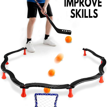 Hockey Stick Handling Trainer – Adjustable Hockey Training Equipment Set with Hover Soccer Ball, Mini Goal & Sticks – Improve Skills & Coordination for Kids & Teens