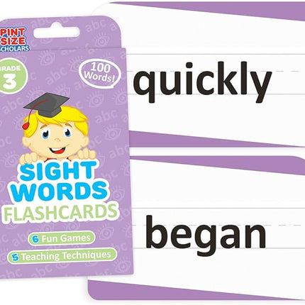 100 Vocabulary Flash Cards for Sight Words - 6 Learning Games per Deck for Preschool & Elementary Early Learning - 3rd Grade