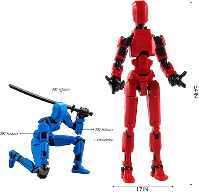 WEAREWE 4PCS 13 Action Figures Se13 Action Figure Multi-Jointed Movable Toy for Kids(DIY Yellow-Orange-Black-Purple)