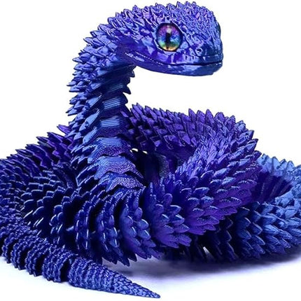 20.2 Inch 3D Printed Snake Toys,3D Printed Animals,3D Printed Toys,3-D Print Articulated Viper Collectible for Home Office Executive Desk Decoration (Blue Purple)
