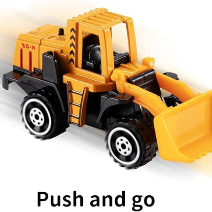TEMI Diecast Engineering Construction Vehicle Toy Set w/Play Mat,Truck Carrier, Forklift, Bulldozer, Excavator,Dump Truck, Alloy Metal Car Toys Set for 3 4 5 6 Years Old Toddlers Kids Boys & Girls