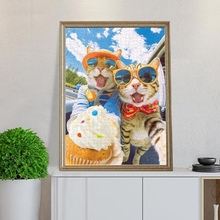1000 Pieces Jigsaw Puzzles for Adults and Teens and Kids Family Happy Time Cats' Selfie