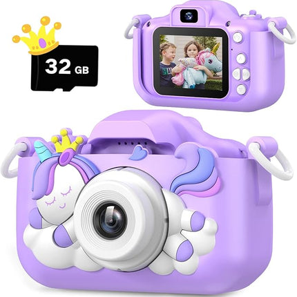 Upgrade Kids Camera, Christmas Birthday Gifts for Girls Boys, 1080P HD Selfie Digital Video Camera for Toddlers, Cute Portable Little Girls Boys Gifts Toys for 3 4 5 6 7 8 9 Years Old