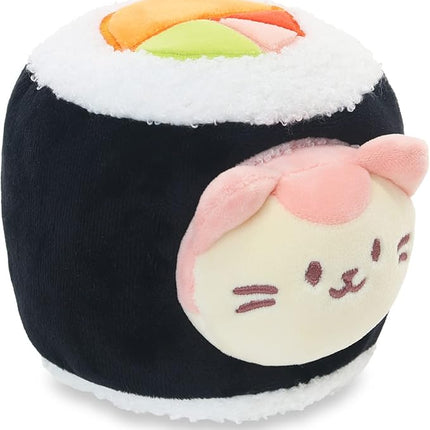 Anirollz Kittiroll Plush in Nori Maki Roll – Kawaii Sushi Stuffed Animal with Removable Costume – Cute Squishy Plush Toy Gift for Girls & Kids