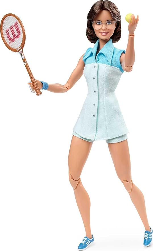 Barbie Inspiring Women Series Billie Jean King Collectible Doll, Approx. 12-in, Wearing Tennis Dress and Accessories, with Doll Stand and Certificate of Authenticity
