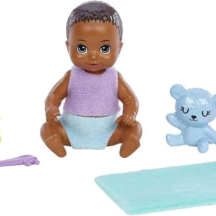 Barbie Dolls and Accessories, Skipper Doll (Two-Tone Hair) with Baby Figure and 5 Accessories, Babysitters, Inc. Playset