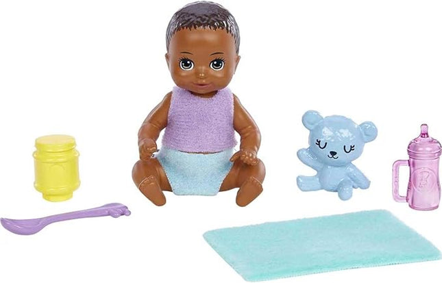 Barbie Dolls and Accessories, Skipper Doll (Two-Tone Hair) with Baby Figure and 5 Accessories, Babysitters, Inc. Playset