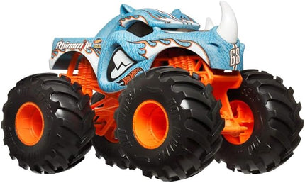 Hot Wheels Toy Monster Trucks Oversized Rhinomite 2024, 1:24 Scale Die-Cast, Blue, Orange, White