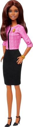 Barbie Careers Doll & Accessories, Future Leader with Light Brown Hair Wearing Outfit with 2 Golden Bracelets & “B” Pin, Includes Sticker for Kids