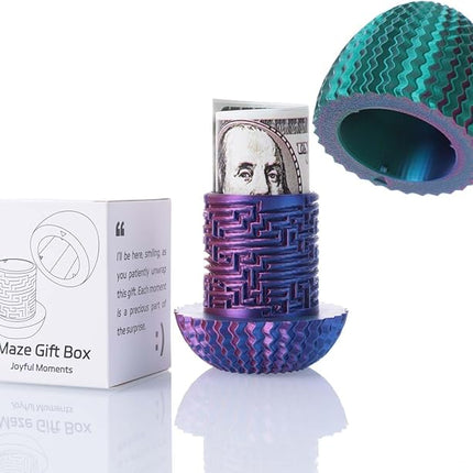 Egg-Shaped Maze Gift Box - Money Box for Cash Gifts, Puzzle Box for Boys & Girls, Easter Gift Box with Hidden Compartments, Easter Present for Birthdays & Special Occasions (Red-Green-Blue Gradient)