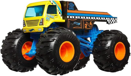 Hot Wheels Monster Trucks Oversized Haulin 64 Flatbed Truck, 1:24 Scale, Die-Cast