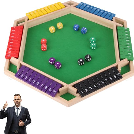 Gettoreach Funny Family Games-Shut The Box Board Game, Shut The Box Games, Wooden 4 Player, Educational Math Game for Families (1pcs-b)