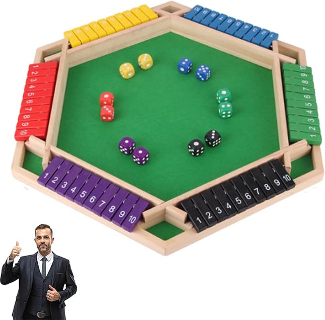 Gettoreach Funny Family Games-Shut The Box Board Game, Shut The Box Games, Wooden 4 Player, Educational Math Game for Families (1pcs-b)