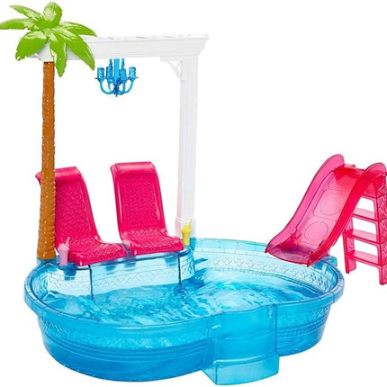 Barbie Glam Pool and Slide with Chairs, Chandelier and Smoothies