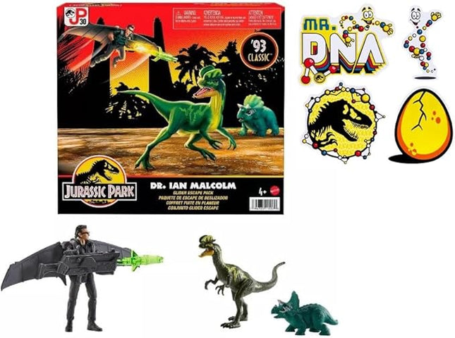 Jurassic World Park 93' Classic with Bonus Sticker (Dr. Ian Malcom - Glider Escape Pack)