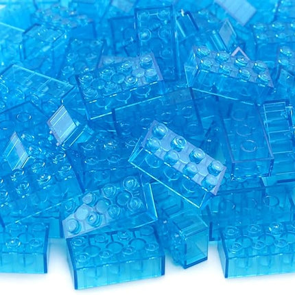 Feleph 320 Pieces Transparent Medium Blue 2x4 Bricks Parts Building kit Creative Play Set Blocks Classic Toy Accessories Compatible with 3001 Major Brands (Trans Medium Blue)