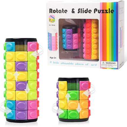 R.Y.TOYS Rotate and Slide Puzzle-Design Patent,Fidget Toys(Restore Order/Create Patterns) 8 Colors,4 and 8 Layers-Detach Piece for Quick Play,Brain Teaser,Sensory Toys Gifts,Easter Basket Stuffers
