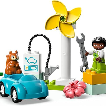 LEGO DUPLO Town Wind Turbine and Electric Car 10985 Early Development Building Toy, Includes Charging Station for Pretend Play, Great Gift for Toddler Boys and Girls Ages 2 Years Old and Up