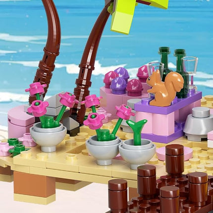 MindBox Girls Seaside Villa Building Blocks,812pcs Beach House Building Toys for Kids Age 8+，Mini Brick