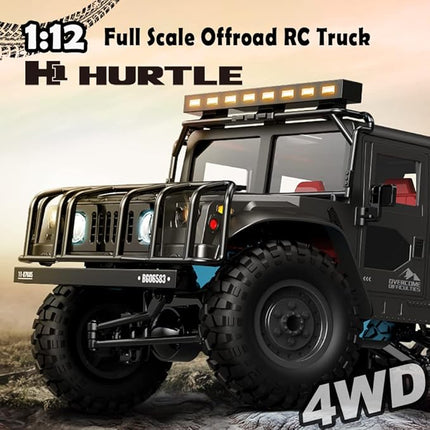 The perseids RC Truck RC Rock Crawler 1/12 Full Scale 4WD Remote Control Car Racing Vehicle Semi Truck and Trailer, 20km/h Offroad RC Truck RTR Climb Model Toys Hobby Grade RC Crawler with Metal