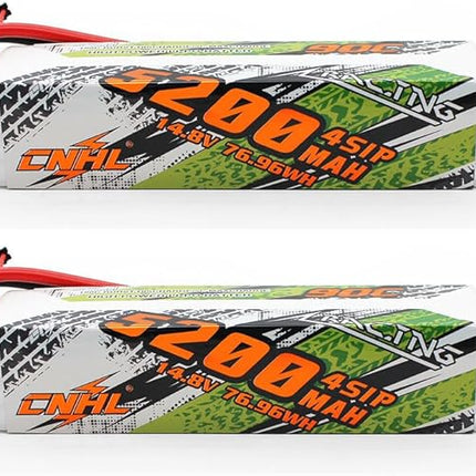 CNHL 5200mAh 4S Lipo Battery 14.8V 90C with EC5 Plug Soft Case for RC Car Truck Buggy Tank Airplane Boat(2 Packs)